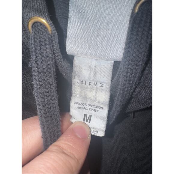 Salem7 Embroidered Logo Hoodie Black Medium 22x25 Streetwear Vintage Wash - Picture 3 of 4